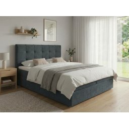 Kárpitozott boxspring ágy DIRELIS VIBE 160x200 cm sötétszürke VIBE 95 Matrac: Bonell rugós matrac