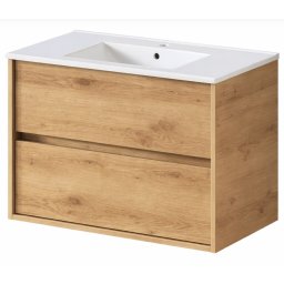 RODO fürdőszoba mosdószekrény + mosdó 80 cm NATÚR TÖLGY (összeszerelve)