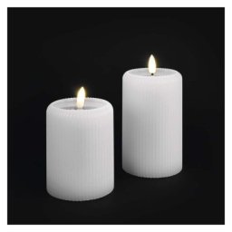 LED-dísz – 2 db viaszgyertya valósághű lánggal, 4 db AA elem, meleg fehér fény, időzítő