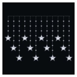 LED karácsonyi függöny – csillagok, 170x85 cm, 3x AA elem, IP44, hideg fehér, időzítő