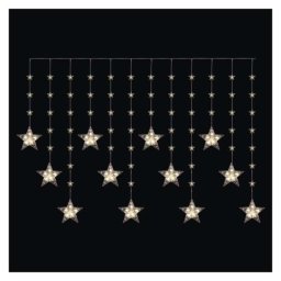 LED karácsonyi függöny – csillagok, 170x85 cm, 3x AA elem, IP44, meleg fehér, időzítő