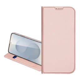 DUX DUCIS SKIN PRO tok álló, bőr hatású (FLIP, oldalra nyíló, kártyazseb, asztali tartó) RÓZSASZÍN Samsung Galaxy S25 FE (SM-S731)