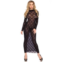 Leg Avenue Long sleeved long dress, black, O/S Szexi ruha