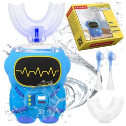Kruzzel robot gyerek szónikus fogkefe 5 üzemmód, időzítő, 2 fej típus