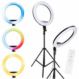 LED RGB körfény statívval és távirányítóval, 45cm - Selfie, videó, smink