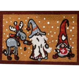 Karácsonyi manós lábtörlő - 60x40 cm - kókuszrost - Mikulás-Manó-Rénszarvas