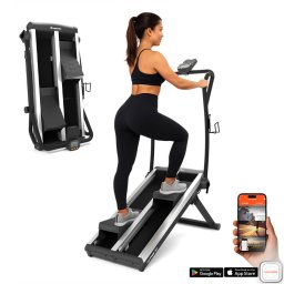 Lépcsőzőgép inSPORTline ZenPeak 30, elektromos terhelés, csúszásmentes felület, kapaszkodók, LCD kijelző, italtartó, iConsole+, taposógép