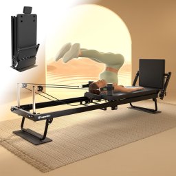 Reformer pilates inSPORTline Auraler, kettős ellenállási rendszer, összecsukható acélszerkezet, görgők a könnyű kezeléshez