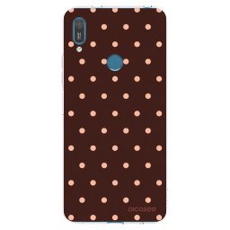 Átlátszó szilikon tok az alábbi mobiltelefonokra Huawei Y7 2019 - Peach Dots & Chocolate