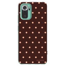 Átlátszó szilikon tok az alábbi mobiltelefonokra Xiaomi Redmi Note 10 Pro - Peach Dots & Chocolate
