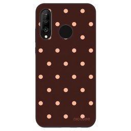Fashion Case Huawei P30 Lite - Peach Dots & Chocolate