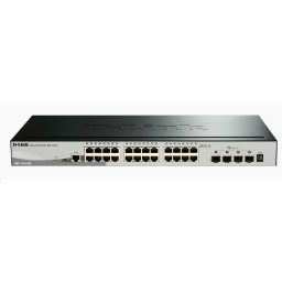 D-Link DGS-1510-28X 28 portos Gigabites, halmozható intelligens menedzselt kapcsoló, 24x gigabites RJ45, 4x 10G SFP