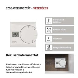 EMOS P5603R manuális vezetékes szobatermosztát kazánhoz, forgatógombos