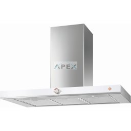 De Dietrich fali páraelszívó, kürtős, 90 cm, inox/fehér üveg front/réz díszítés