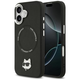 Karl Lagerfeld Choupette Pin Apple iPhone 17 MagSafe kompatibilis hátlap tok, fekete