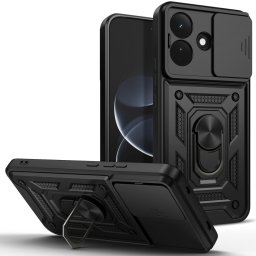 Tech-Protect Camshield Pro Xiaomi Redmi Note 17 Pro strapabíró tok kameravédelemmel, kitámasztóval, fekete