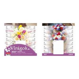 TOPTIMER Naptár, fali, mágneses, kétheti, TOPTIMER, virágok