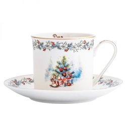 Karácsonyi porcelán csésze aljjal 220 ml - Magic Christmas