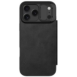 Nillkin Qin Pro Apple iPhone 17 Pro bőr flip tok, fekete