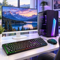 Komplett Gamer PC Szett Performer Gold i3-14100F/16GB/512GBSSD/RTX 3050 6GB + NEC 27" Monitor + RGB Billentyűzet+Egér + Windows 11