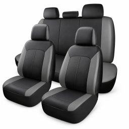 Üléshuzat garnitúra, univerzális, PU bőr, 9 részes, fekete-szürke, Autolife 02461