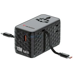 Verbatim Travel Adapter EU/UK/US GaN 1xUSB-C/1xUSB-A/2xUSB-C PD 70W black 30186