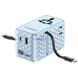 Verbatim Travel Adapter EU/UK/US GaN 1xUSB-C/1xUSB-A/2xUSB-C PD 70W blue 30187