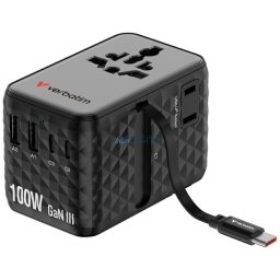 Verbatim Travel Adapter EU/UK/US GaN 2xUSB-C/2xUSB-A/1xUSB-C PD 100W black 30191