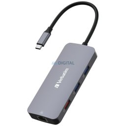 Verbatim Adapter Hub USB-C - HDMI/3xUSB-A/SD/microSD/2xUSB-C/Eternet aluminum 32152