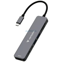 Adapter Hub Verbatim HDMI/USB-C 3.2/USB-C/2xUSB-A 3.2/SD/microSD aluminum 32158