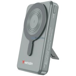 Powerbank Verbatim Charge n Go 10000mAh with stand Magnetic Wireless TFT display 2xUSB-C cable grey