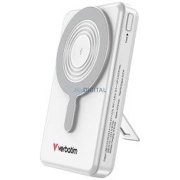 Powerbank Verbatim Charge n Go 10000mAh with stand Magnetic Wireless TFT display 2xUSB-C cable silve