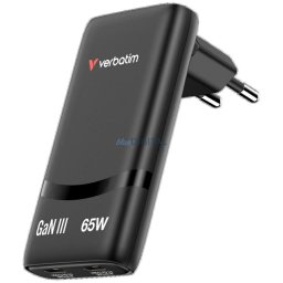 Verbatim Fold n Go mains charger GaN 65W black 32354