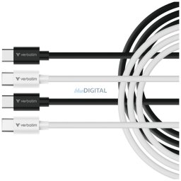 Verbatim Sync & Charge USB-C to C essentials 60W Cable black / white 2 pcs. 32391