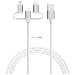 Verbatim Sync & Charge USB-A to Micro-B, USB-C, Lightning essentials 18W Cable white 32394