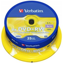 Płyta DVD+RW Verbatim 4.7GB 4X 25szt srebrny 43489