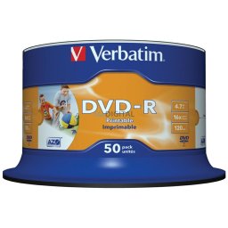 DVD-R disc Verbatim 4.7GB 16x AZO for printing 50 pcs 43533