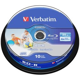 Disc BD-R Verbatim SL Printable Datalife 6X 25GB 10pcs 43804