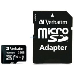 Verbatim 32GB microSDHC Card V10 + Adapter black 44083