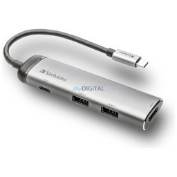Verbatim USB-C Hub Adapter - USB-C/2xUSB-A 3.0/HDMI aluminum 49140