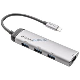 Verbatim USB-C Hub Adapter - 4xUSB-A 3.2 aluminum 49147