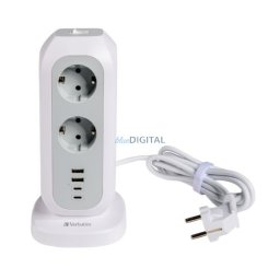 Verbatim Vertical Power Strip 15W 11xAC EU/2xUSB-C/2xUSB-A 2m EUPT-01 white 49547