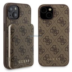Zestaw Guess GUBPM5P15S4GEMGW iPhone15 6.1" hardcase + Powerbank 5000mAh MagSafe brown 4G Metal Logo