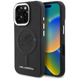 Case Karl Lagerfeld Initial & Metal Logo MagSafe for iPhone 16 Pro black