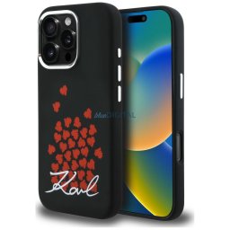 Case Karl Lagerfeld Silicone Heart Sign Logo MagSafe for iPhone 16 Pro Max black