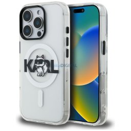 Case Karl Lagerfeld IML Choupette Sketch Logo MagSafe for iPhone 16 Pro transparent