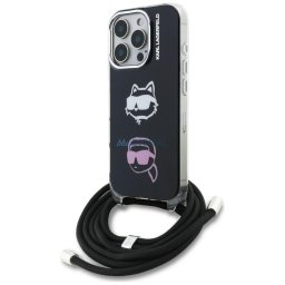 Case Karl Lagerfeld IML Crossbody Karl&Choupette Head for iPhone 16 Pro Max black
