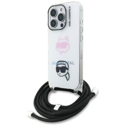 Case Karl Lagerfeld IML Crossbody Karl&Choupette Head for iPhone 16 Pro white