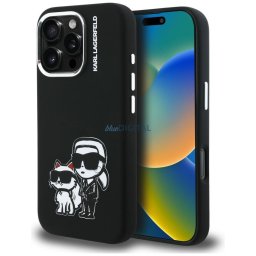 Case Karl Lagerfeld Silicone Karl&Choupette Sketch MagSafe for iPhone 16 Pro black