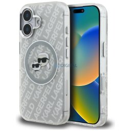 Case Karl Lagerfeld IML Glitter Karl & Choupette Heads Logo MagSafe for iPhone 16 grey